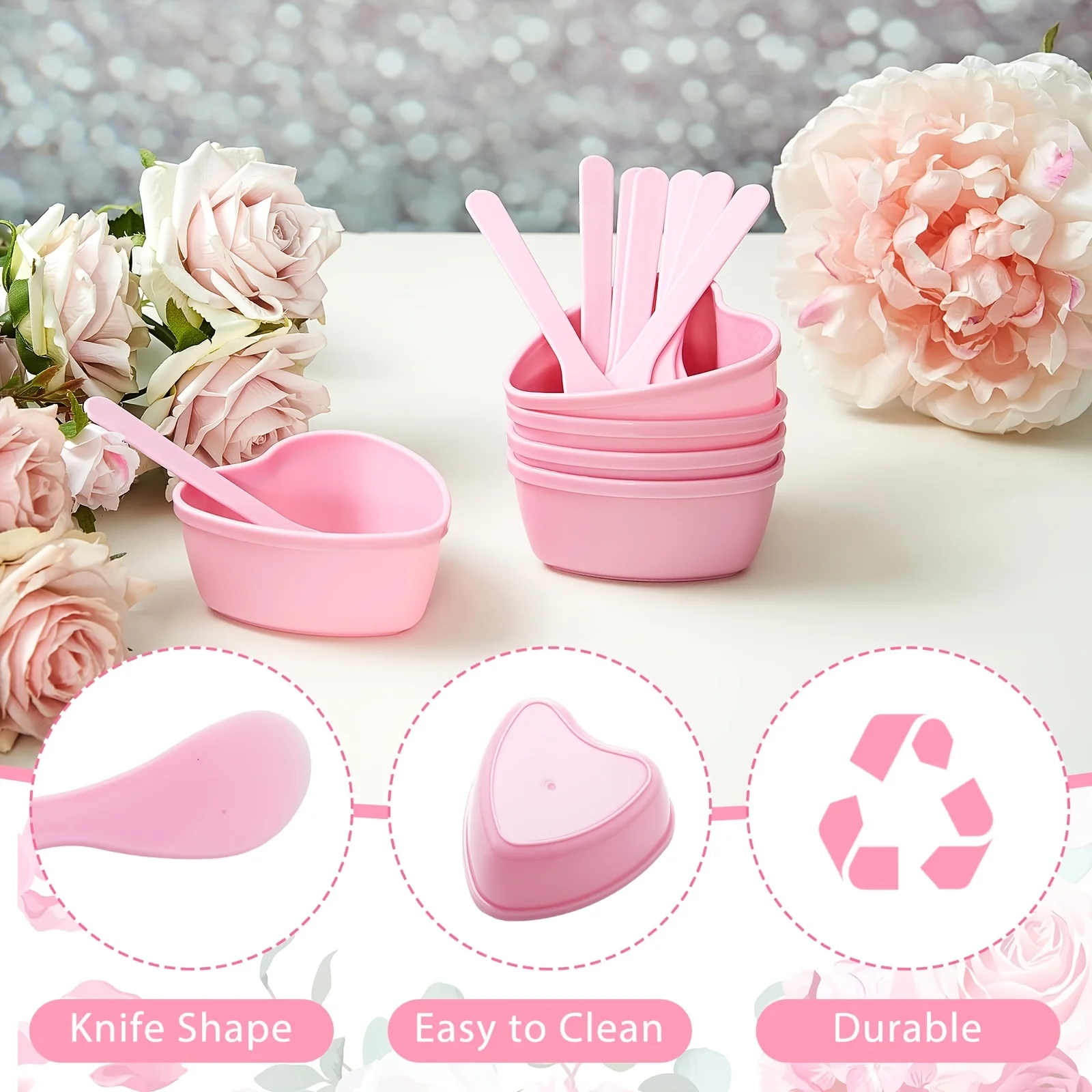 6-piece Pink Heart Shaped Faci - Skincare Indonesia reseña y precio
